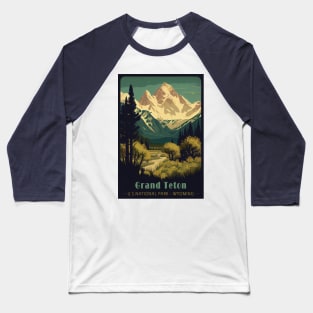 Grand Teton National Park Vintage Travel Poster Baseball T-Shirt